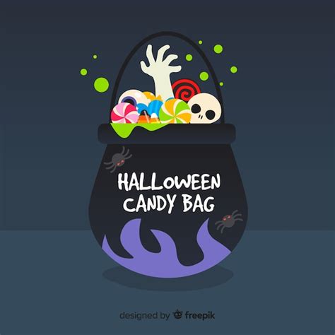 Free Vector | Lovely halloween candy bag with flat design