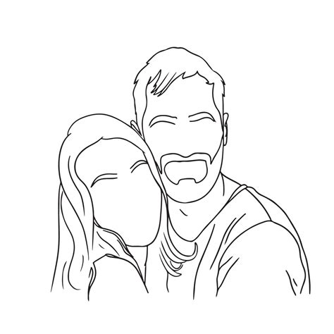 Couple Line Art People Outline Drawing Men Woman Simple Sketch Vector Illustration Graphitic