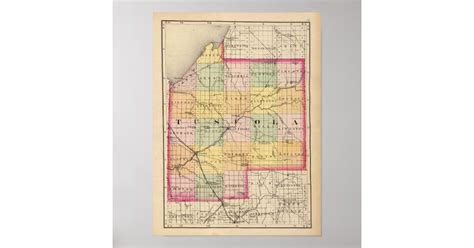 Map of Tuscola County, Michigan Poster | Zazzle