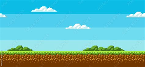 Background Pixel Art Game Interface Design In 2D Design Blue Sky