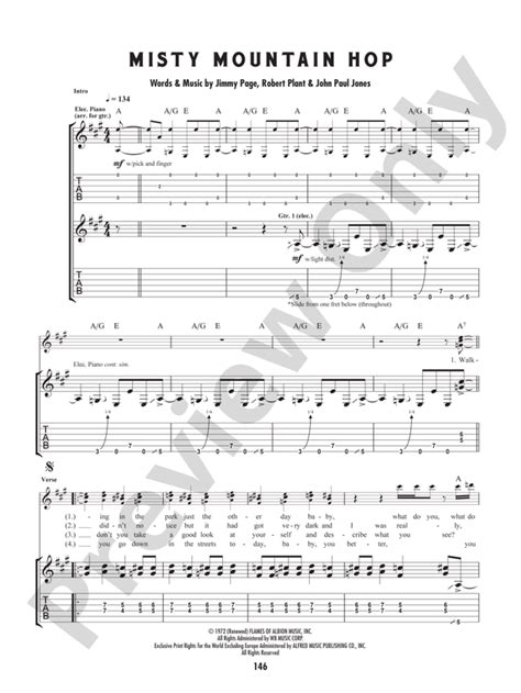 Misty Mountain Hop: Guitar: Led Zeppelin - Digital Sheet Music Download