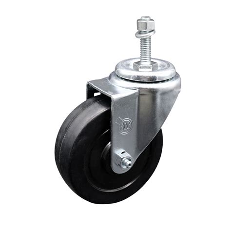 Service Caster 4 Inch SS Soft Rubber Wheel Swivel 10mm Threaded Stem