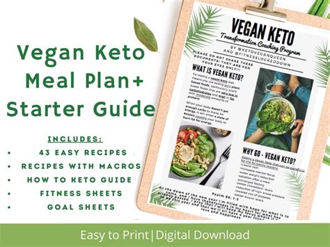 Vegan Keto, Meal Plan, Guide, Vegan Keto Recipes, Printable, Fitness ...