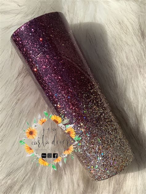 Custom Tumbler Ombré Glitter Tumbler Epoxy Tumbler Custom Etsy