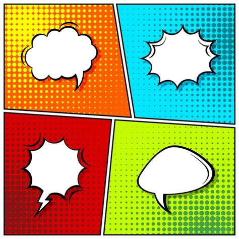 Cartoon Comic Backgrounds Set Speech Bubble Comics Book Colorful