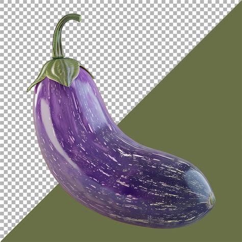 Premium PSD 3d Rendering Of A Purple Eggplant On Transparent