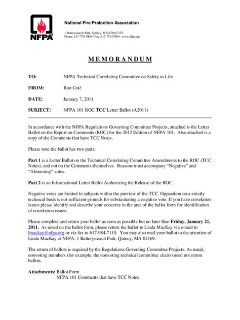 Fillable Online ROC TC Final Ballot Cover Memo NFPA Fax Email Print