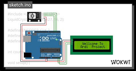 Praktik Rotary Encoder With LCD I2C Wokwi ESP32 STM32 Arduino Simulator