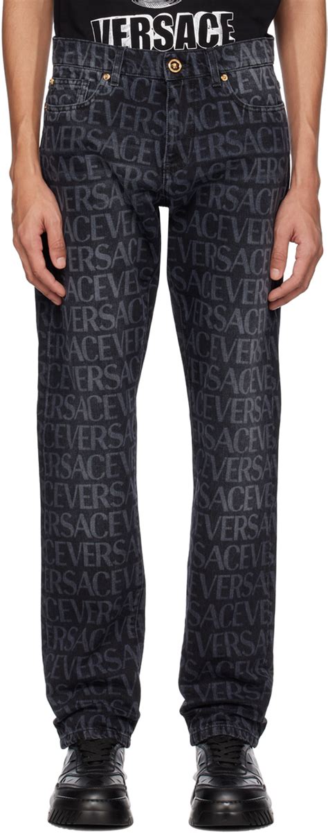 Versace Black Allover Jeans Versace