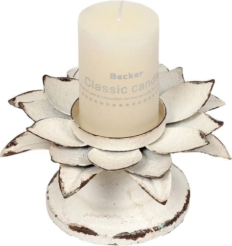 Antique Distressed White Metal Candle Holders Elegant Rustic Farmhouse