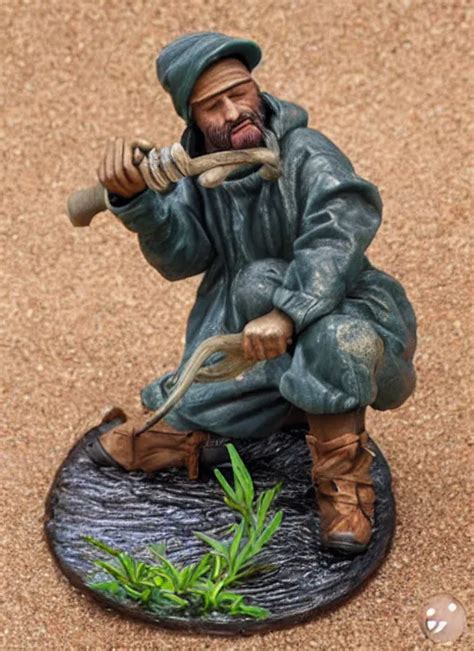 8 0 Mm Resin Detailed Miniature Of Fisherman Product Stable