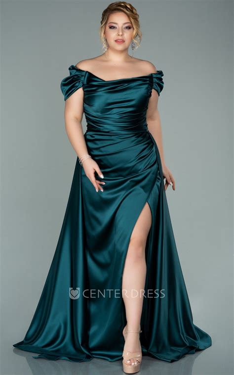 Elegant a line satin prom dress with split front and ruching – Artofit