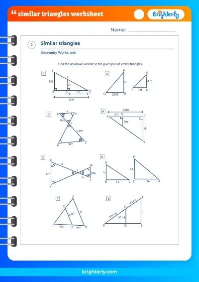 Free Printable Similar Triangles Worksheets Pdf