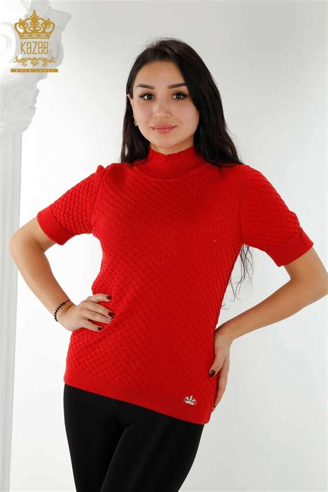 Grossiste Tricot Femme Am Ricain Mod Le Basique Rouge Kazee