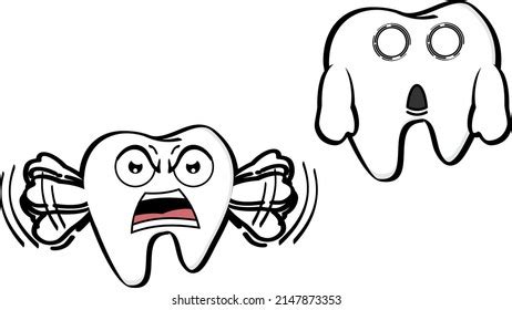 Molar Tooth Cartoon Kawaii Expressions Collection Stock Vektor