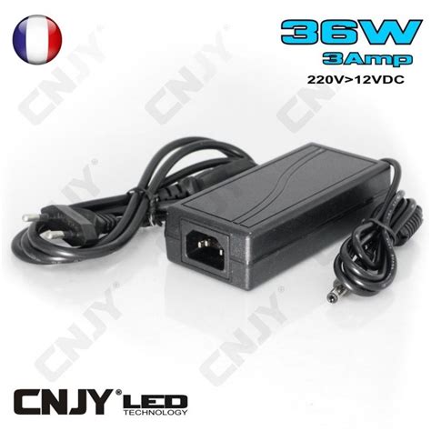 TRANSFORMATEUR 36W 3Amp 220V 12V VDC POUR MONTAGE DE BANDE ET D