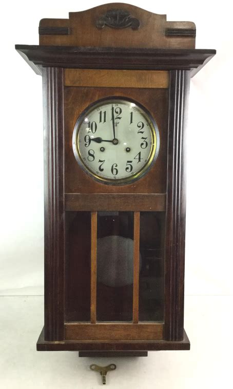 Lot Vtg Wood Case Pendulum Chime Wall Clock