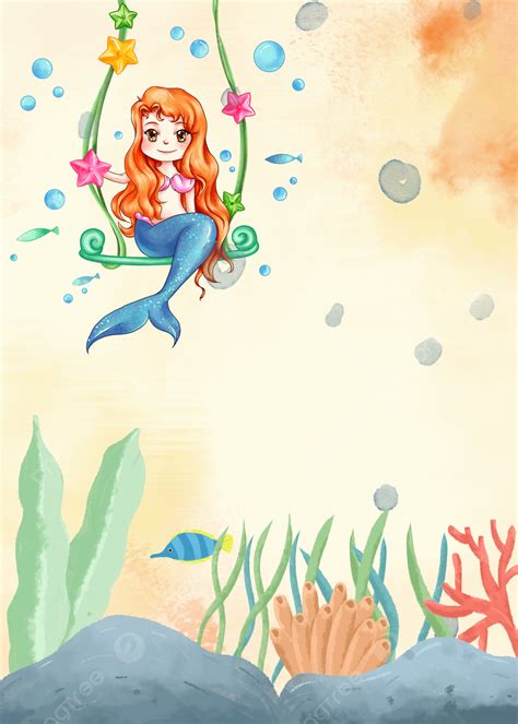 Beautiful Mermaid Watercolor Background Wallpaper Image For Free ...