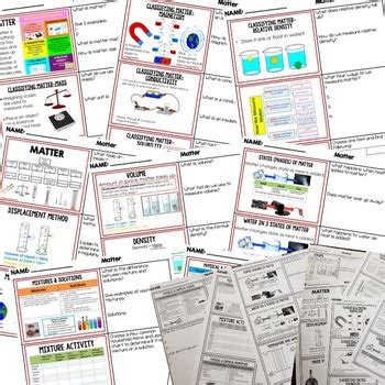 MATTER Warm Ups Bell Ringers NGSS 6 8 Science Print Digital