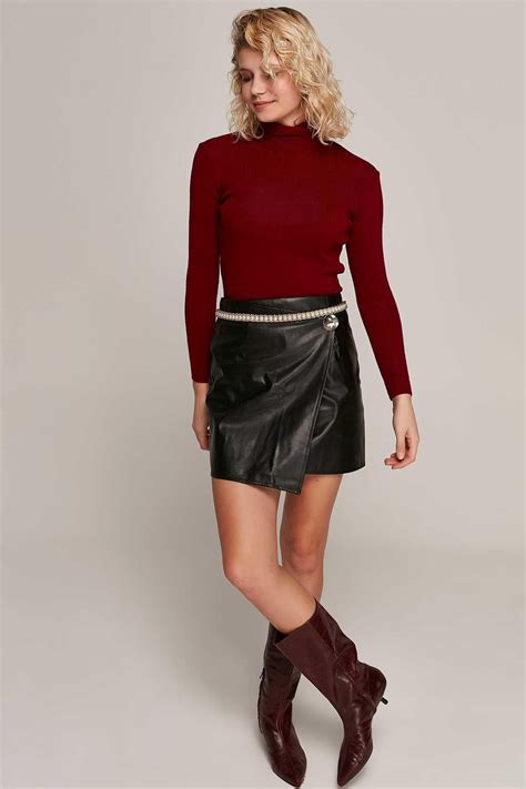 Womens Red Turtleneck Sweater Beren Store