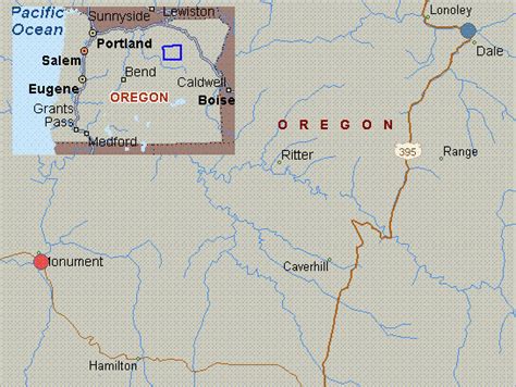 Map For John Day River North Fork Oregon White Water Dale To Monument