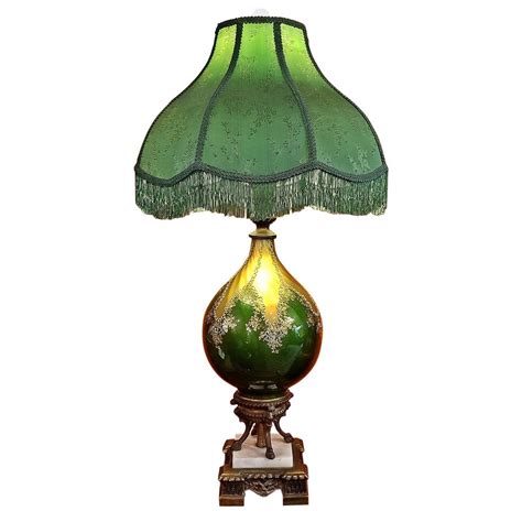 Vintage Murano Glass Table Lamp With Gold Overlay And Bronze And Marble Mounts At 1stdibs