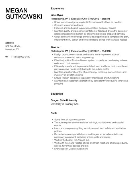 Executive Chef Resume Samples Velvet Jobs