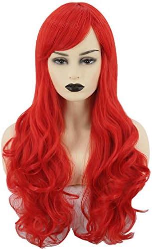 Topcosplay Womens Wigs Red Curly Long Cosplay Halloween Costume Party Wig Hair