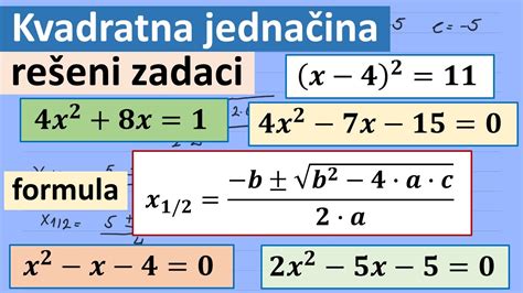 Kvadratna Jednačina Rešeni Zadaci Youtube