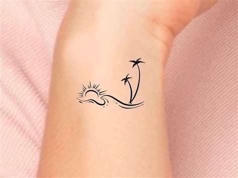 Palm Tree Sun Wave Temporary Tattoo Artofit