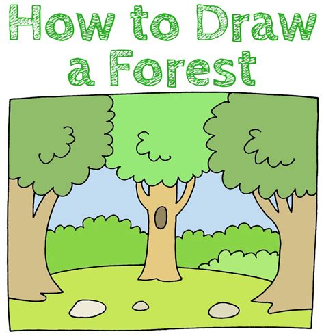 How To Draw A Forest Draw For Kids