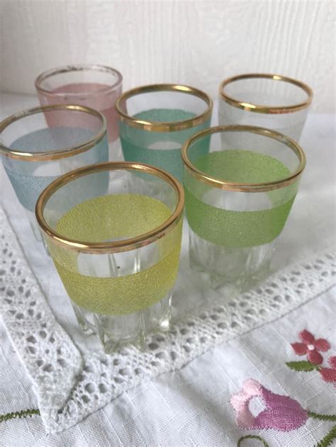 Set Of 6 Frosted Shot Glasses Retro Vintage Glasses 1960s Etsy Canada In 2024 Shot Glasses