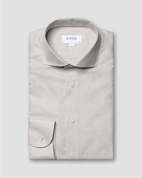 Light Brown Wrinkle Free Cotton Linen Shirt Eton