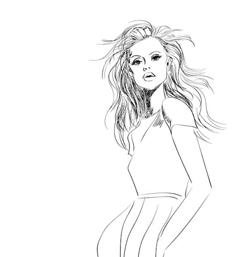 Premium Vector Sketch Of Model With Windy Hair