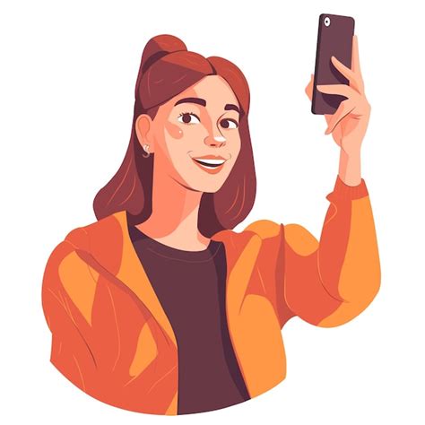 Ilustraci N Vectorial De Una Mujer Joven Tomando Un Selfie Vector Premium