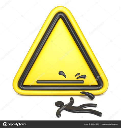 Comic Funny Wet Floor Sign Falling Man Rendering Illustration Isolated ...