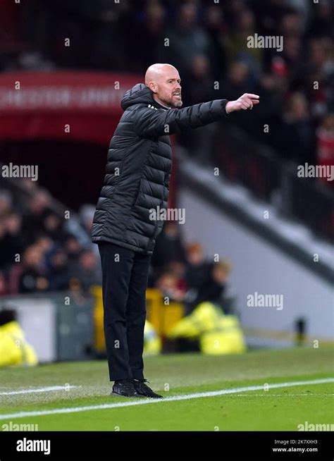 Manchester United Manager Erik Ten Hag On The Touchline During The