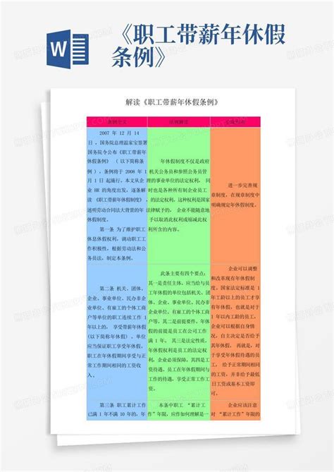 《职工带薪年休假条例》word模板下载编号qeknwvkz熊猫办公