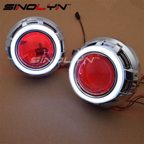 Sinolyn Led Angel Eyes Devil Eye Car Projector Lens Bi Xenon Headlight