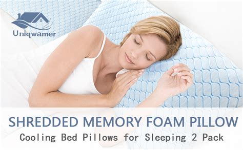 Cooling Bed Pillows For Sleeping 2 Pack Shredded Memory Foam Pillows