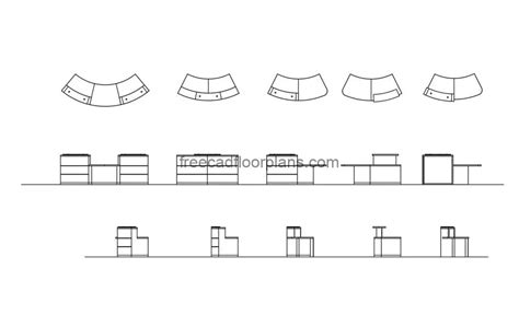 5 Curved Reception Desks Free Cad Drawings