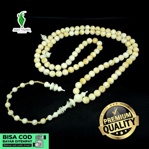 Jual Tasbih Batu Coral Marjan Putih Super Kepala Berbahan Tulang Sapi