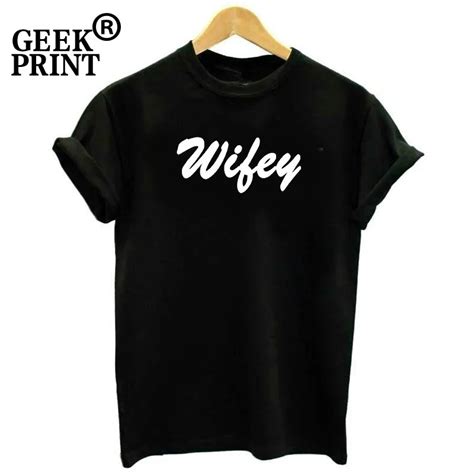 Women Tops Wifey Print T Shirt Wife Husband Matching Hubby Tees Married