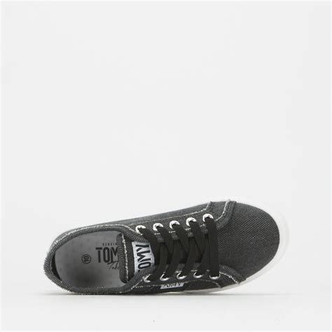 Girls Black Washed Canvas Lace Up Charcoal Tomy Takkies South Africa