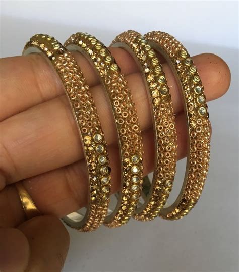 Jaipuri Bangle Golden Lac Bangles Lakh Chudi Kada Handmade