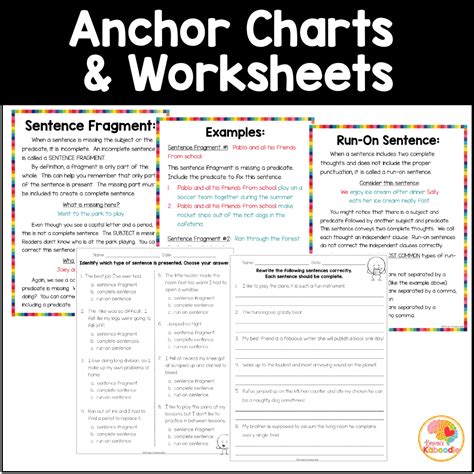 Complete And Incomplete Sentences Run Ons Fragments Worksheets