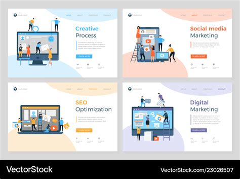 Landing pages design business creative website Vector Image