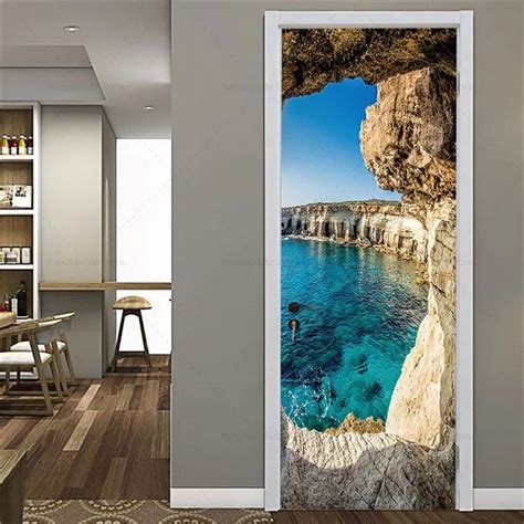 Sea View Scenery Door Sticker Mural Self Adhesive 3d Wallpapers Beach