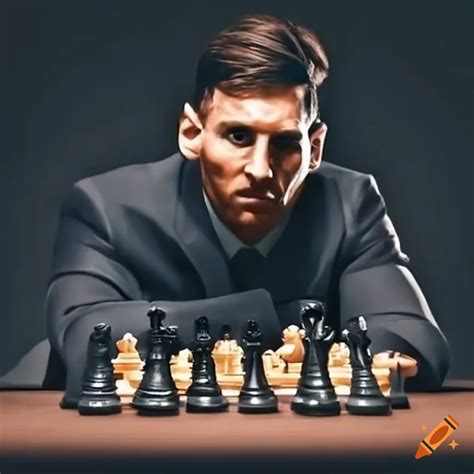 Lionel Messi And Christiano Ronaldo Playing Chess On A Briefcase On Craiyon