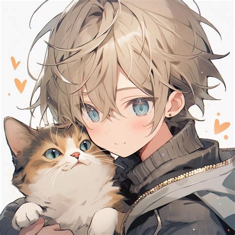 Premium Photo | Anime boy with a cat in his arms generative ai